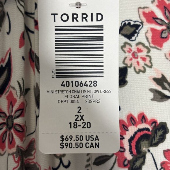 Floral Sleeveless High-Neck Dress With Pockets By Torrid Size 2 White/Pink/Black - Picture 12 of 14